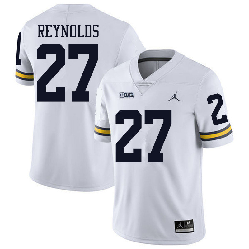Jordan Brand Men #27 Hunter Reynolds Michigan Wolverines College Football Jerseys Sale-White - Click Image to Close